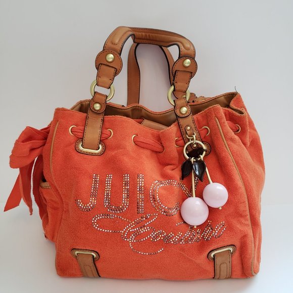 NWOT Juicy Couture with Beautiful Cherry Charms, Terrycloth Bag. - Picture 13 of 17